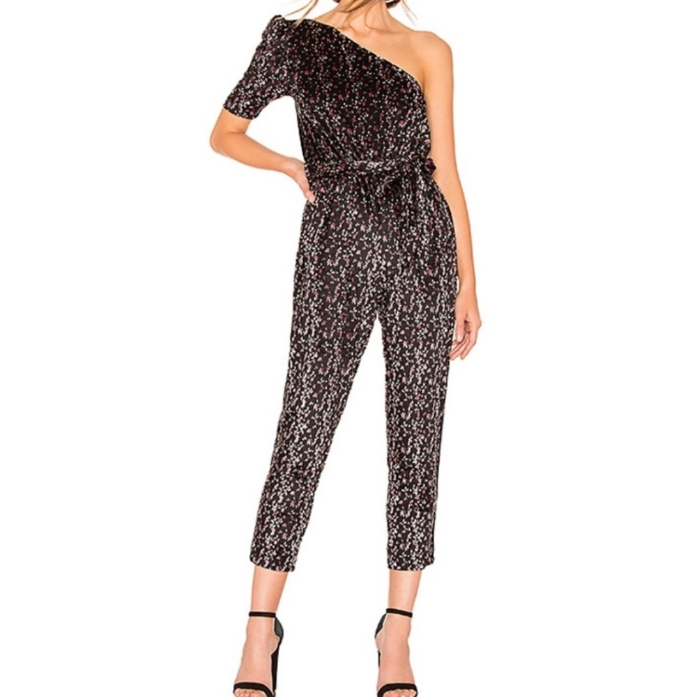 Tularosa Knowles Floral Velvet Jumpsuit Black NEW